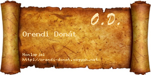 Orendi Donát névjegykártya